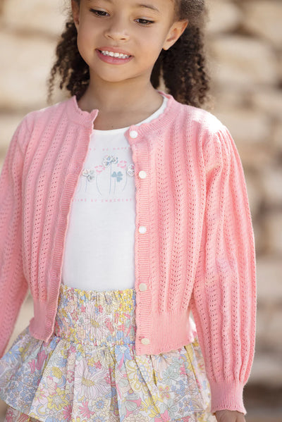 Pointelle pink cardigan by Tartine Et Chocolat