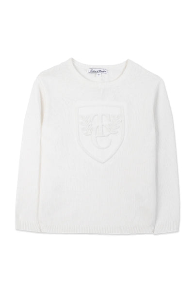 TC embroidered cream sweater by Tartine Et Chocolat