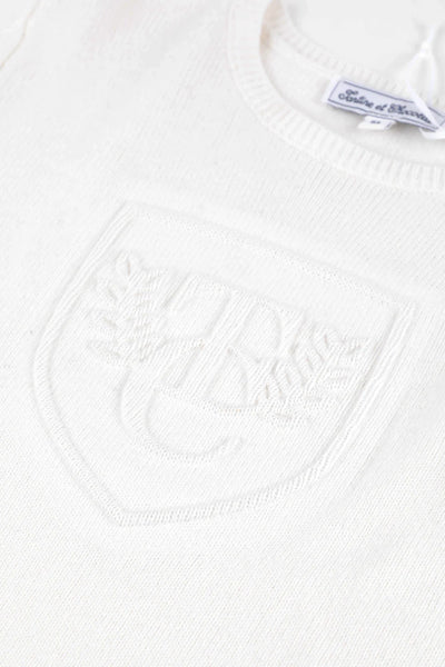 TC embroidered cream sweater by Tartine Et Chocolat